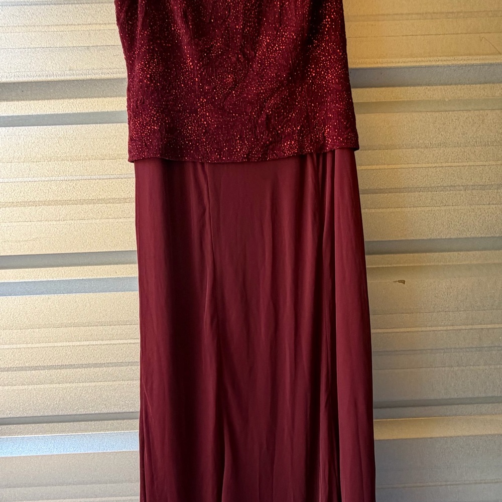 Alex Evenings Burgundy Strapless Beaded Evening Dress